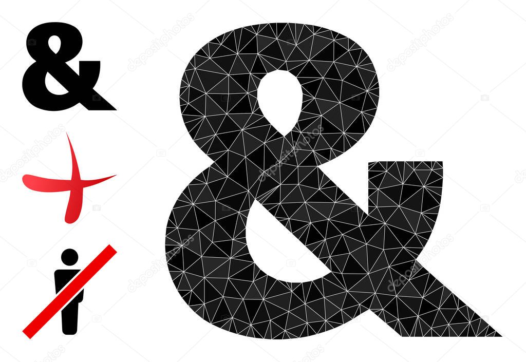 Vector Polygonal Ampersand Symbol Icon with Similar Icons