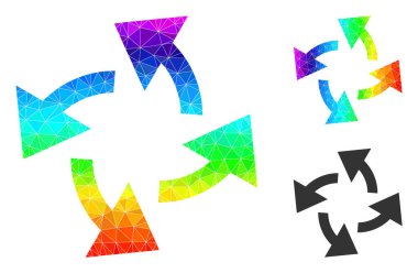 Gökkuşağı Gradyanlı Vektör Lowpoly Merkezkaç Okları Simgesi