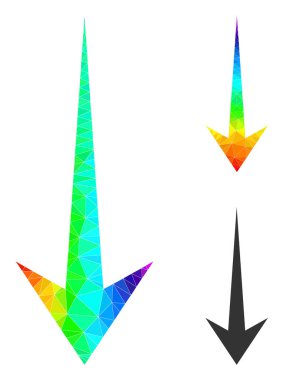 Gökkuşağı Gradyanlı Vektör Lowpoly Arrow Down Simgesi
