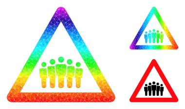 Vektör Üçgeni Kalabalık Uyarı Simgesini Değişken Renkli Gradyan ile Doldurdu