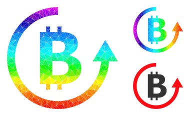Bitcoin İade Simgesini Gökkuşağı Gradyanı ile Doldurulmuş Vektör Üçgeni