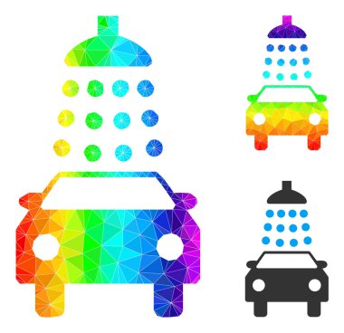 Vektör Üçgeni Oto Yıkama Simgesi Gökkuşağı Gradyanlı