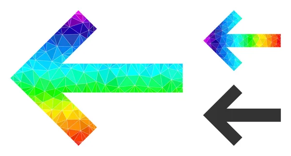 Icono izquierdo de flecha poligonal vectorial con gradiente de espectro — Vector de stock
