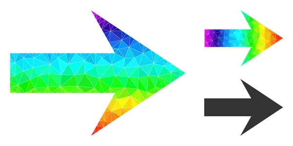 Icône droite de flèche polygonale de vecteur avec le gradient coloré spectral — Image vectorielle