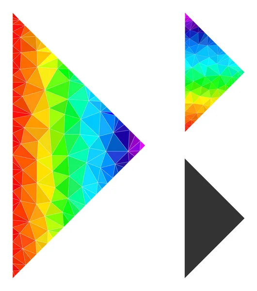 Vektor-Polygonales Pfeilspitze-Rechts-Symbol mit Regenbogenverlauf — Stockvektor