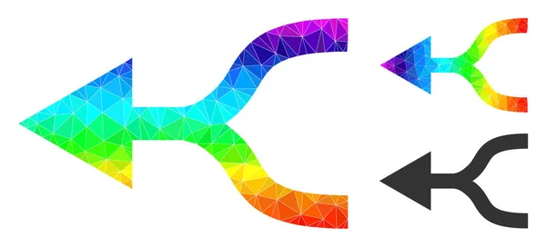 Vektor-Dreieck gefüllt Pfeil-Links-Symbol mit Regenbogenverlauf kombinieren — Stockvektor