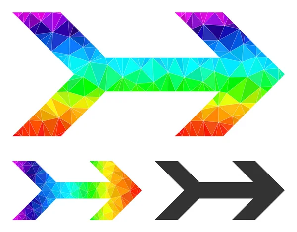 Vektor-Lowpoly-Pfeil-Rechts-Symbol mit Spektrum-Verlauf — Stockvektor
