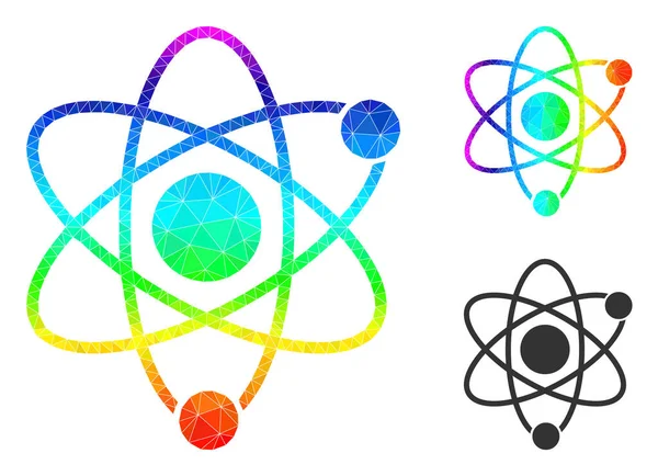 Vektor-Dreieck gefüllt mit Atomsymbol mit Spektrum-Gradient — Stockvektor