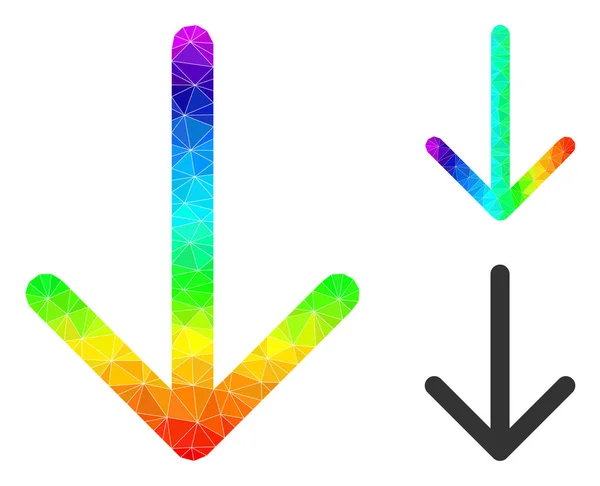 Icône Flèche vers le bas vectorielle polygonale avec gradient de spectre — Image vectorielle
