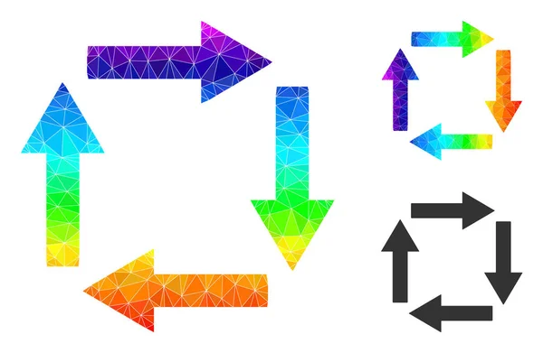 Icona di frecce di circolazione riempita triangolo vettoriale con sfumatura colorata spettrale — Vettoriale Stock