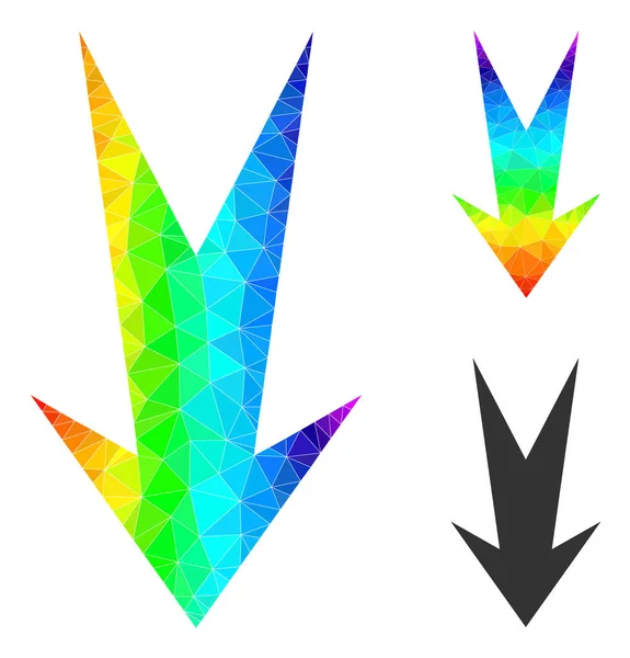 Vektor triangel fylld pil Down ikonen med spektral färgad radient — Stock vektor