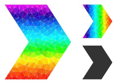 Vektör Lowpoly Yön Sağ Simgesi Gökkuşağı Gradyanı