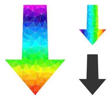 Vektör Üçgeni Doldurulmuş Ok Aşağı Simgesi Hayalet Renkli Gradyan
