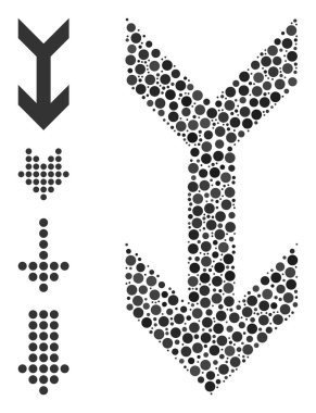 Noktalı Ok Çemberlerin ve Diğer Simgelerin Aşağı Kompozisyonu