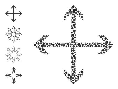 Noktalı Genişletilmiş Oklar Yuvarlak Noktalar ve Benzer Simgeler Kolajı