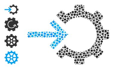 Noktalı İkili Bütünleşme Mozaiği Diğer İkonlarla Yuvarlak Noktalar