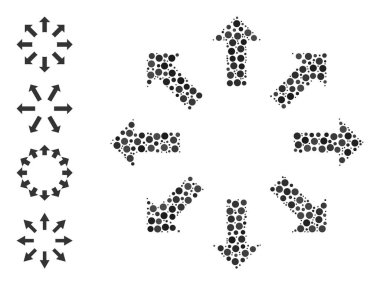 Noktalı Genişletilmiş Oklar Yuvarlak Noktalar ve Bonus Simgelerinin Kompozisyonu
