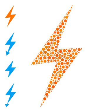 Noktalı Elektrik Kıvılcımları Yuvarlak Noktalar ve Bonus Simgelerinin Kompozisyonu