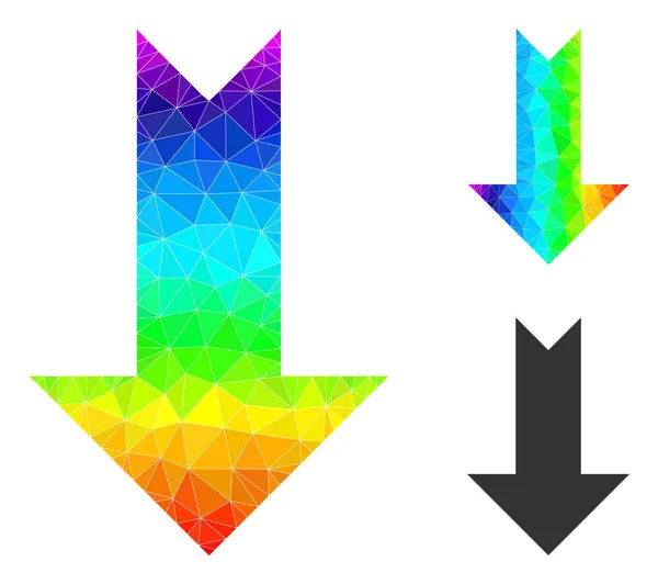 Vector Lowpoly flecha abajo icono con gradiente de arco iris — Vector de stock