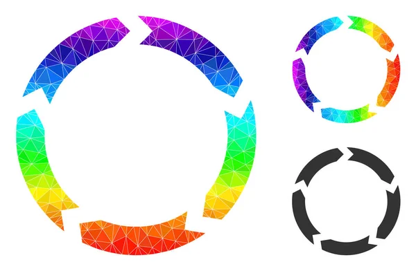 Vector Lowpoly Circulation Icon mit spektralem Farbverlauf — Stockvektor