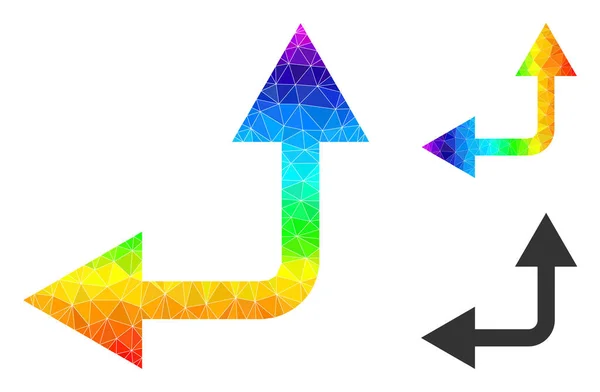 Vektor-Dreieck gefüllt Bifurkationspfeil links oben Symbol mit spektralem Farbverlauf — Stockvektor