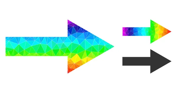 Vektor-Lowpoly-Pfeil-Rechts-Symbol mit spektralem Farbverlauf — Stockvektor