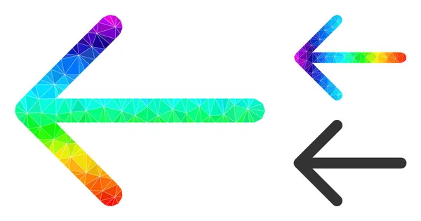 Icono izquierdo de flecha poligonal vectorial con gradiente de arco iris — Vector de stock