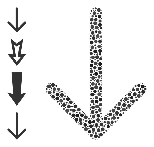 Flecha punteada hacia abajo Composición de puntos redondos con iconos de bonificación — Vector de stock