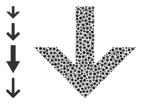 Flèche pointillée vers le bas Composition des points arrondis avec des icônes bonus — Image vectorielle