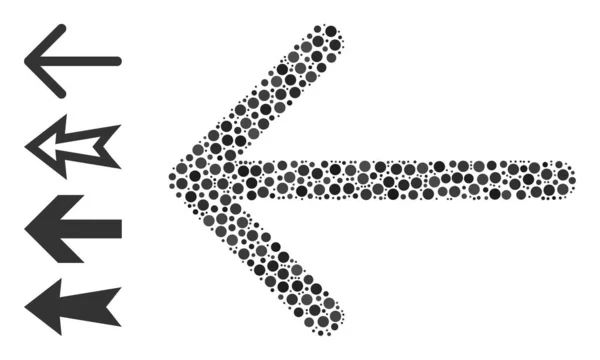 Flèche pointillée Collage gauche de points arrondis avec d'autres icônes — Image vectorielle