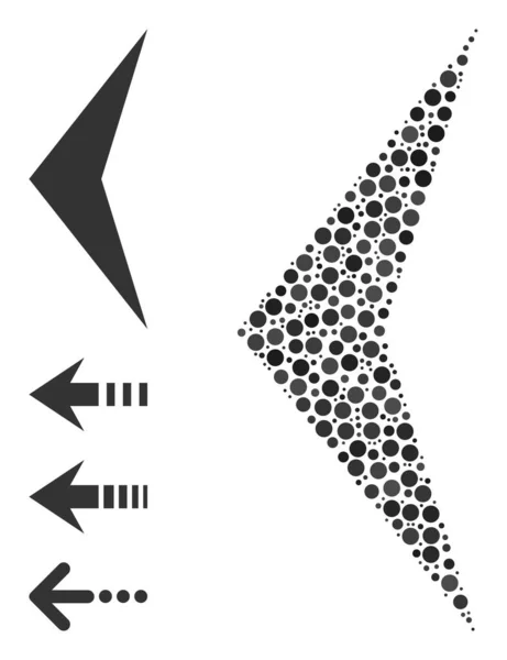 Punta de flecha punteada Composición izquierda de círculos e iconos similares — Archivo Imágenes Vectoriales