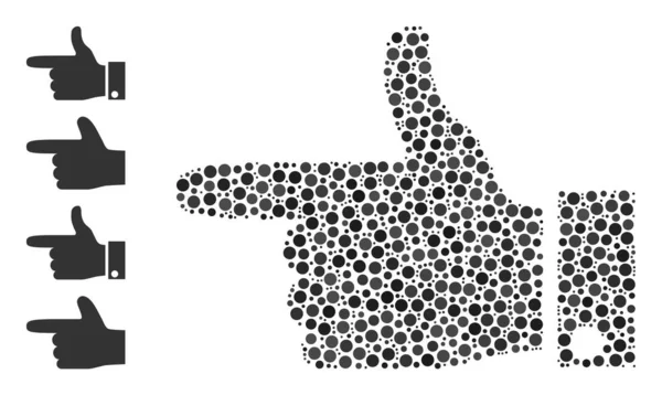 Pointeur à pointillés Mosaïque gauche de cercles avec des icônes similaires — Image vectorielle