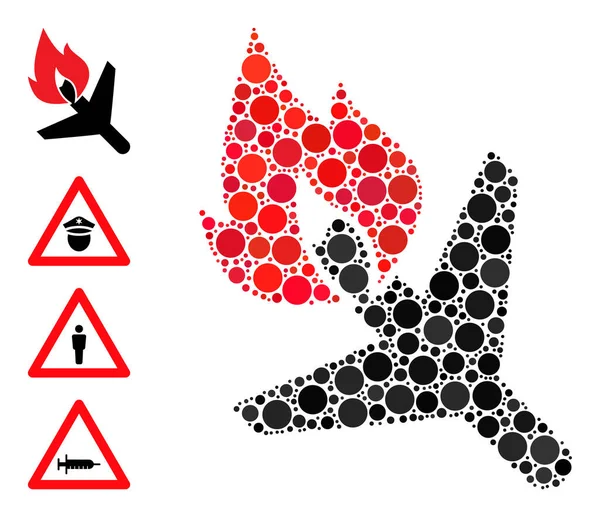 Gepunktetes Flugzeugmosaik aus runden Punkten und ähnlichen Symbolen — Stockvektor