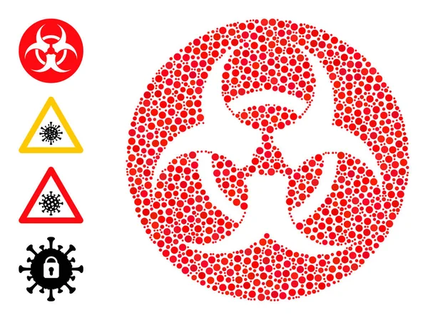 Composition des points arrondis et autres icônes à risque biologique pointillé — Image vectorielle