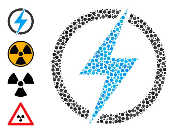Électricité pointillée Collage de points ronds et d'icônes bonus — Image vectorielle