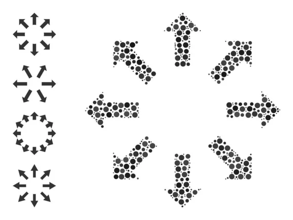 Expandir las flechas punteadas Composición de puntos redondeados e iconos de bonificación — Archivo Imágenes Vectoriales