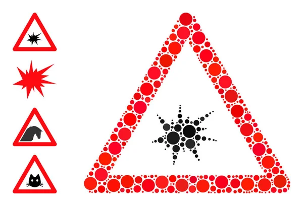 Dotted Boom Avertissement Mosaïque de cercles et d'icônes similaires — Image vectorielle