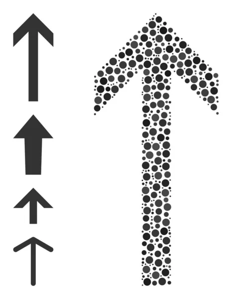 Dotted Arrow Up Collage of Rounded Dots με εικονίδια μπόνους — Διανυσματικό Αρχείο