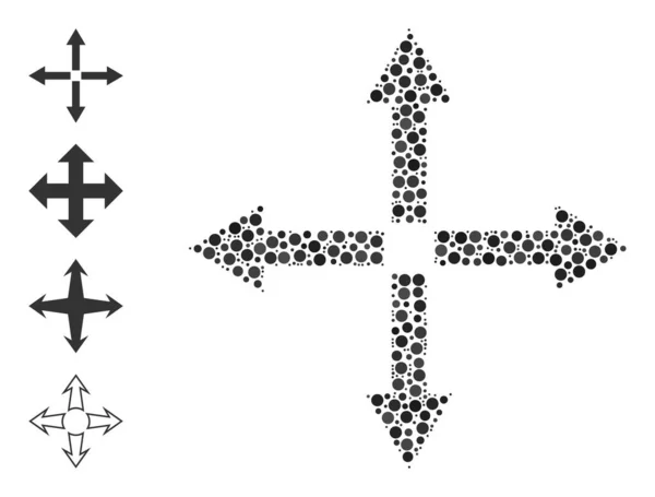圆点和其他图标的虚线展开箭的组合 — 图库矢量图片
