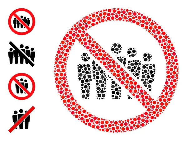 Dotted Forbidden People Crowd Collage of Round Dots with Similar Icons