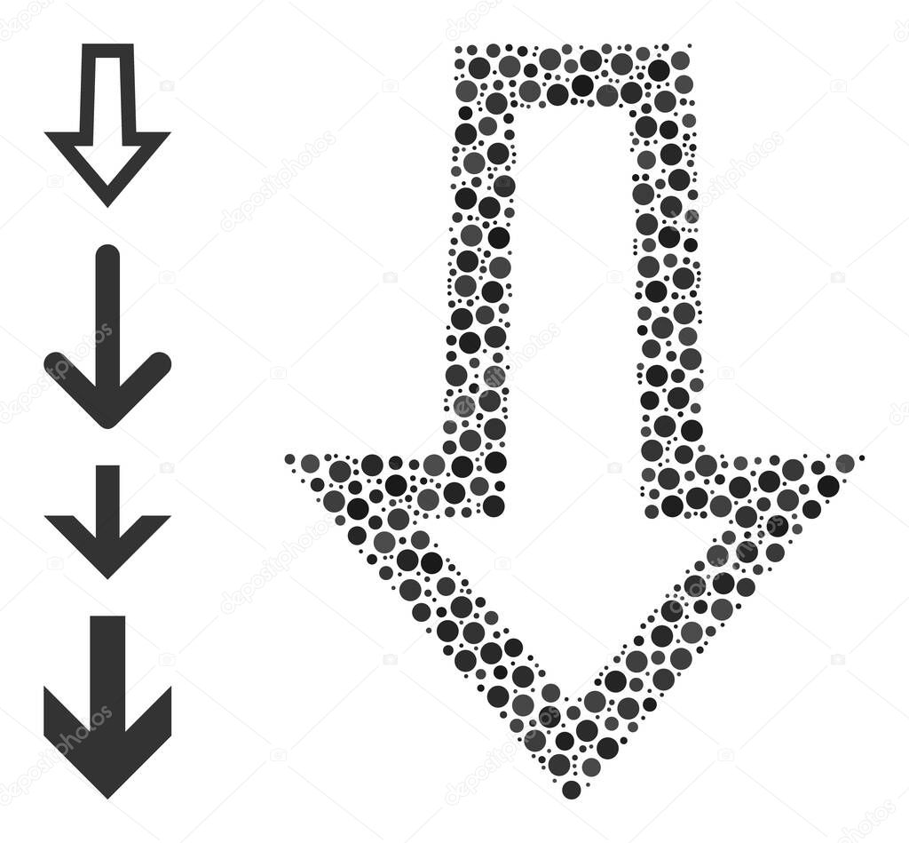 Dotted Arrow Down Composition of Round Dots and Bonus Icons