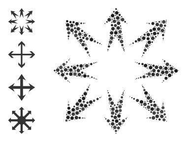 Noktalı Genişletilmiş Oklar Diğer Simgelerle Yuvarlak Noktaların Kompozisyonu