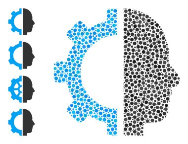 Noktalı Sayborg Yuvarlak Noktalar ve Bonus Simgeleri Mozaiği