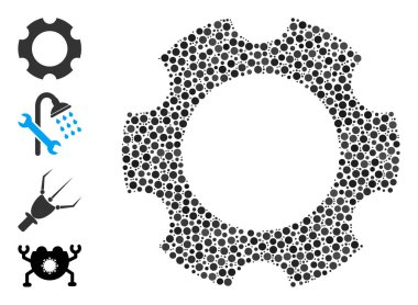 Noktalı Dişli Kolajı Yuvarlak Noktalar ve Diğer Simgeler