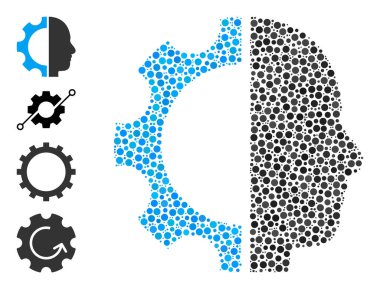 Noktalı Sayborg Diğer Simgelerle Yuvarlak Noktalar Kolajı