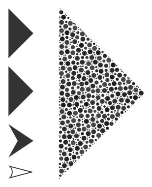 Noktalı Ok Başlığı Çemberlerin ve Diğer Simgelerin Sağ Kolajı