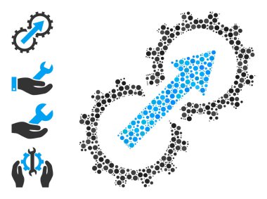 Noktalı Dişliler Bütünleşmesi Yuvarlak Noktalar ve Benzer Simgeler Mozaiği