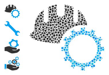 Noktalı Geliştirme Yuvarlak Noktalar ve Diğer Simgelerin Hardhat Kompozisyonu