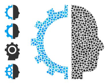 Noktalı Sayborg Yuvarlak Noktalar ve Diğer Simgeler Mozaiği