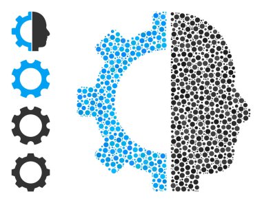 Noktalı Sayborg Diğer Simgelerle Yuvarlak Noktalar Mozaiği